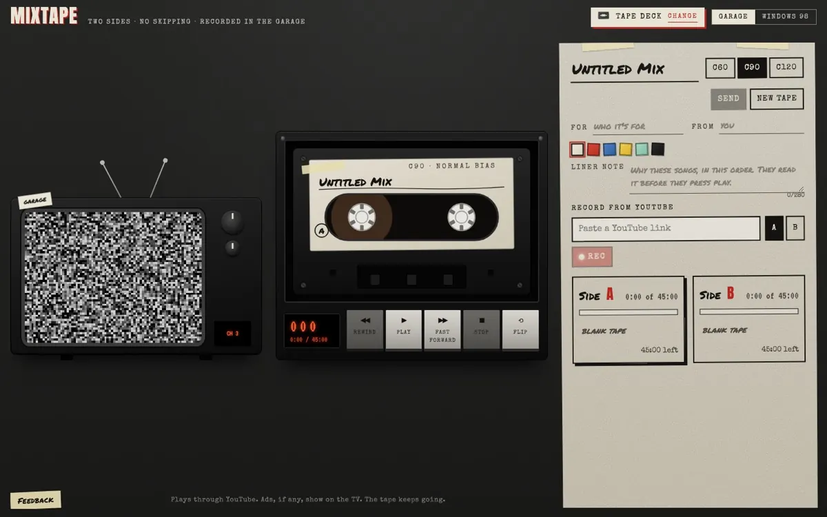 sendatape website homepage, built by Chapter Two Creative